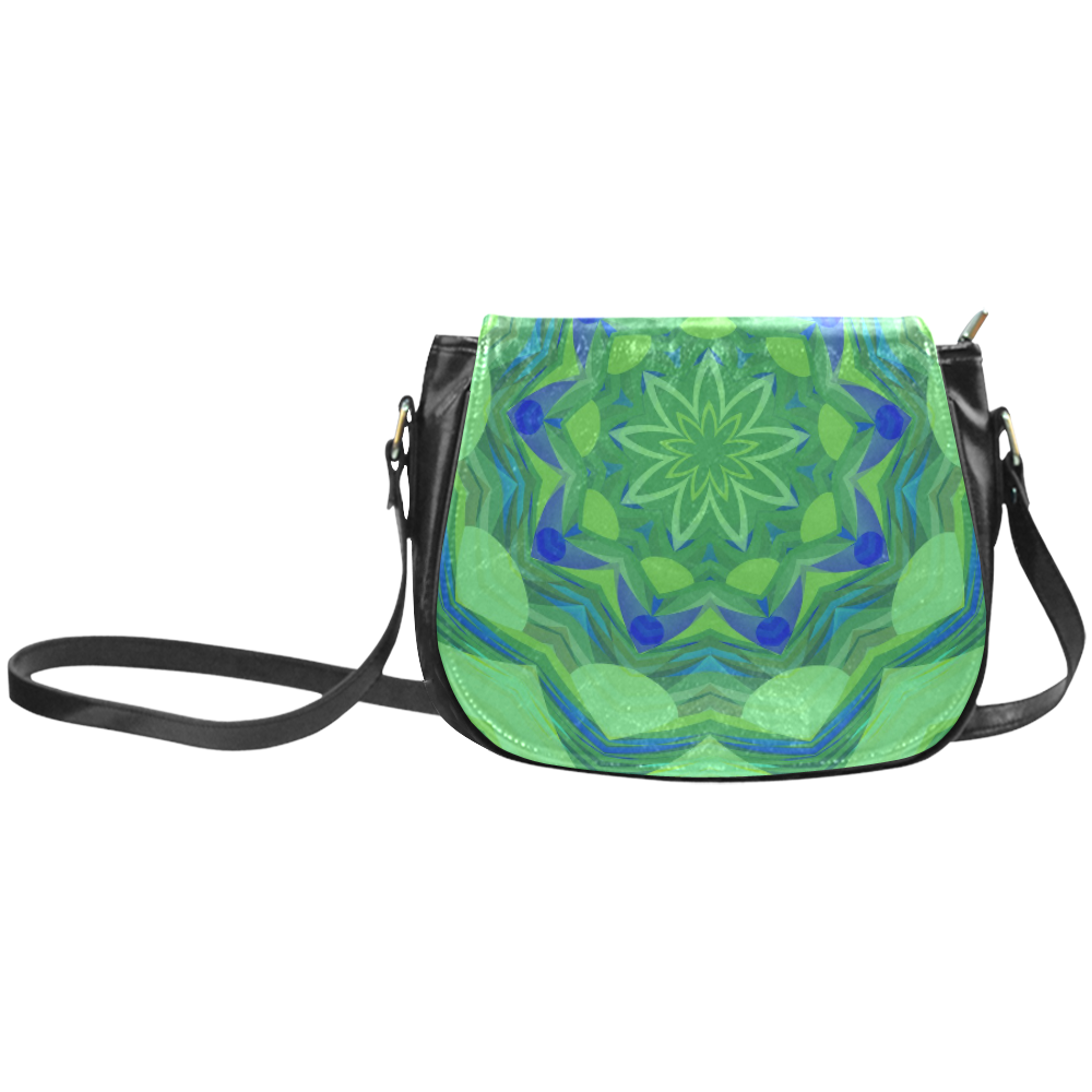 Green and Blue Angelfish Flower Classic Saddle Bag/Small (Model 1648)