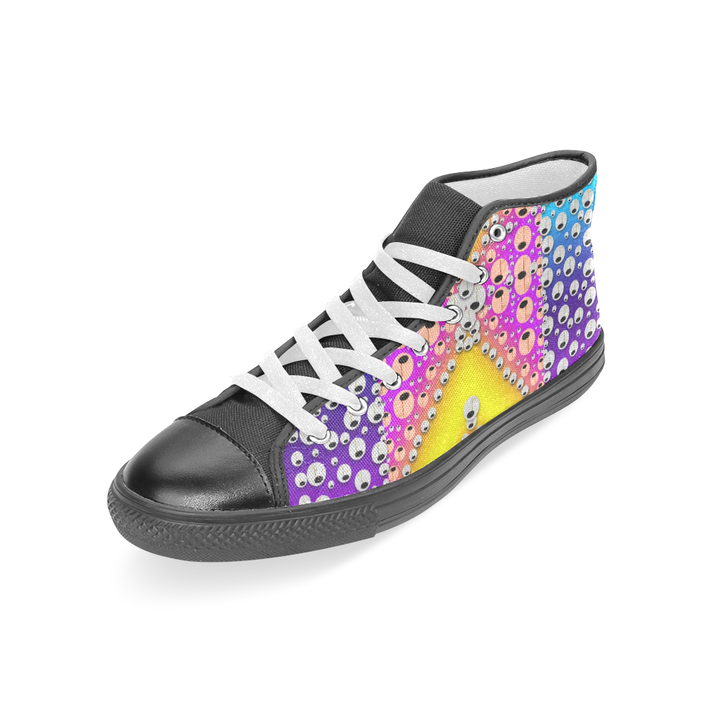 Music Tribute In the sun Peace and Popart Women's Classic High Top Canvas Shoes (Model 017)