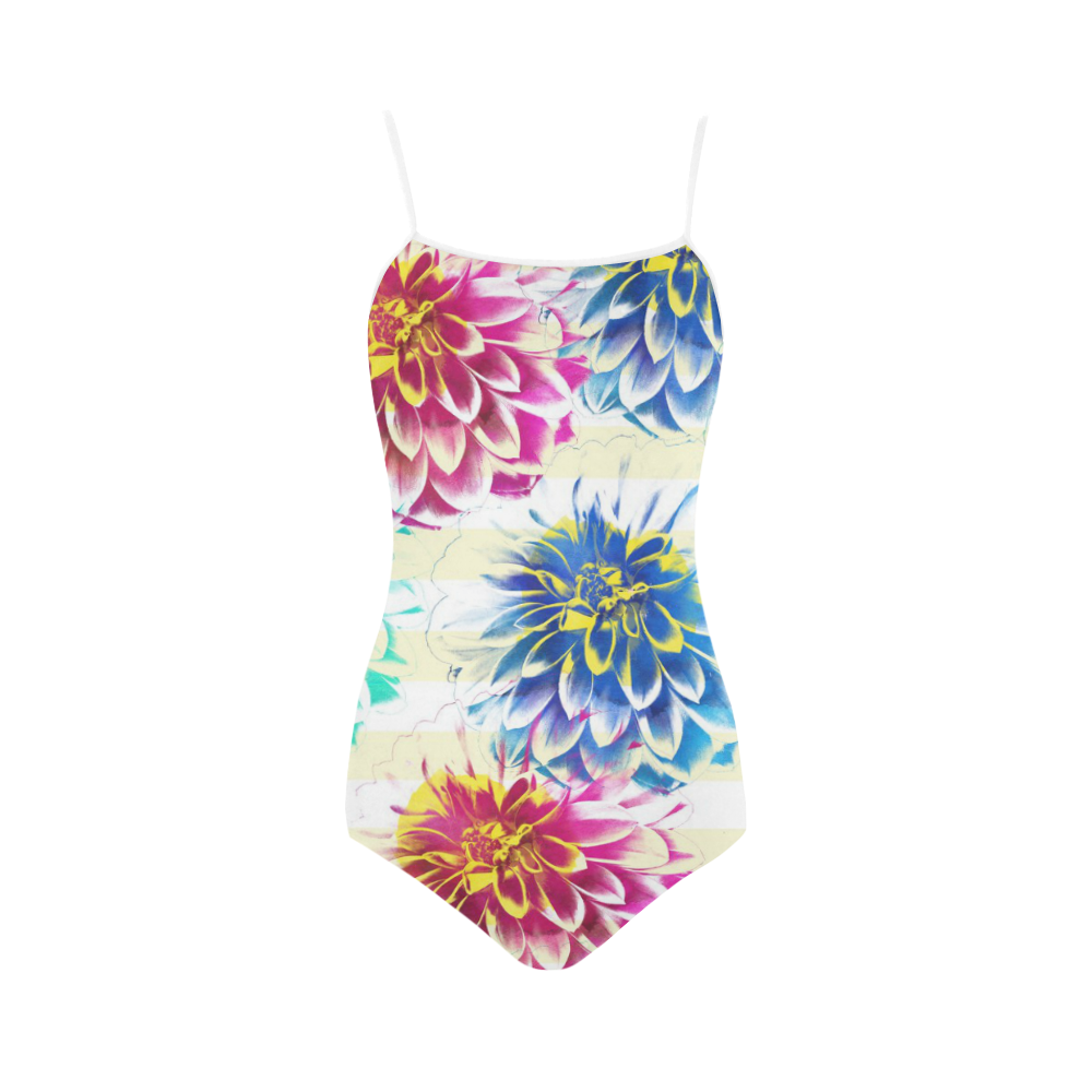 Colorful Dahlias Strap Swimsuit ( Model S05) | ID: D414954