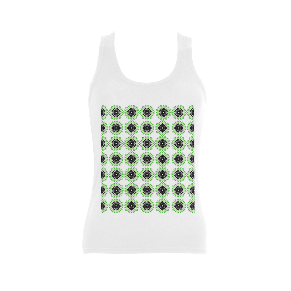 Green and Black Design Pattern Women's Shoulder-Free Tank Top (Model T35)