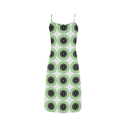 Green and Black Design Pattern Alcestis Slip Dress (Model D05)