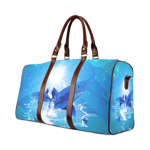 The cartoon sharks Waterproof Travel Bag/Small (Model 1639)