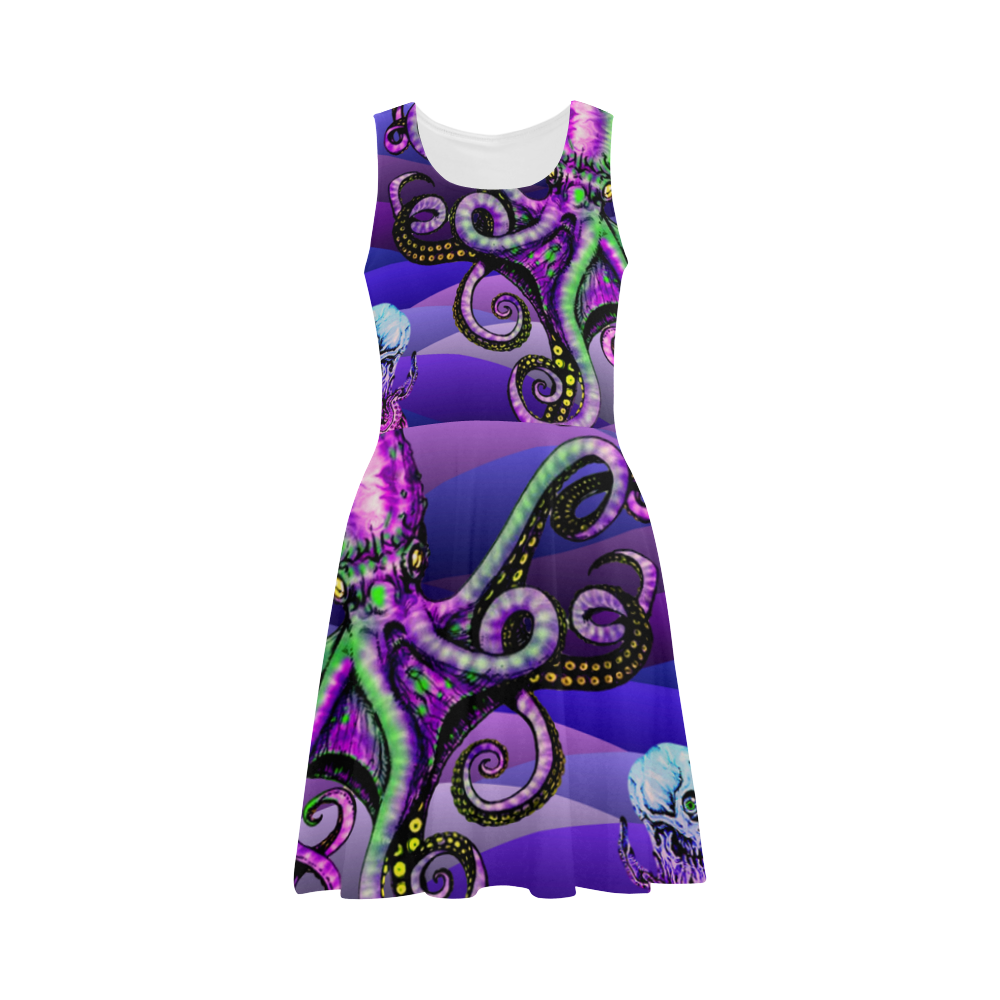 octopus cephalopod water creepy skulls Atalanta Sundress (Model D04)