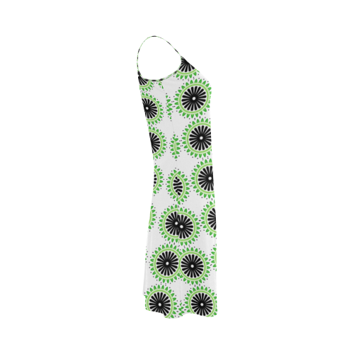 Green and Black Design Pattern Alcestis Slip Dress (Model D05)