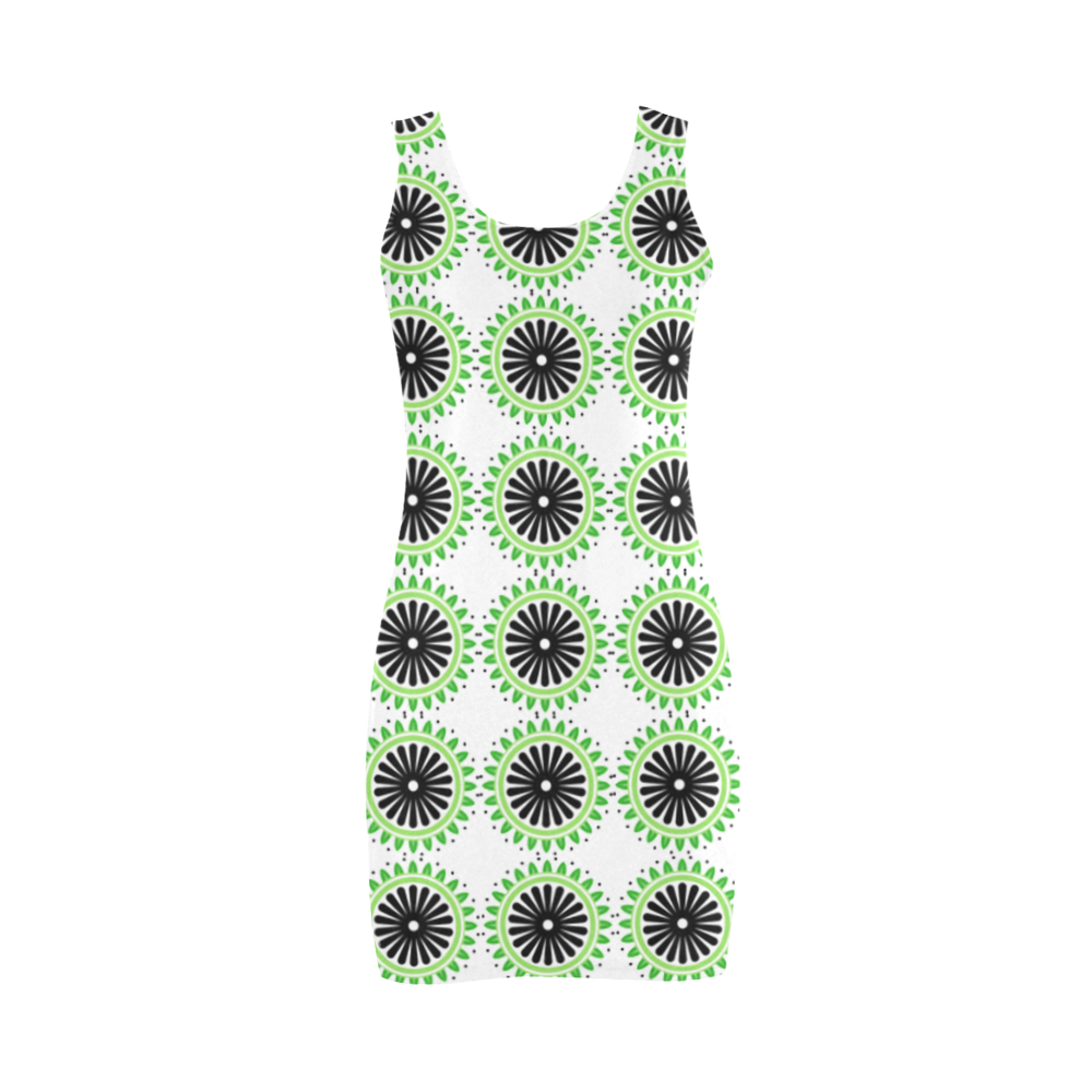 Green and Black Design Pattern Medea Vest Dress (Model D06)