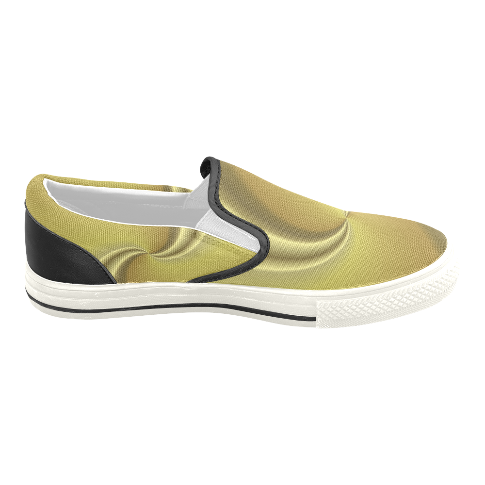 Gold Swirls Men's Unusual Slip-on Canvas Shoes (Model 019)