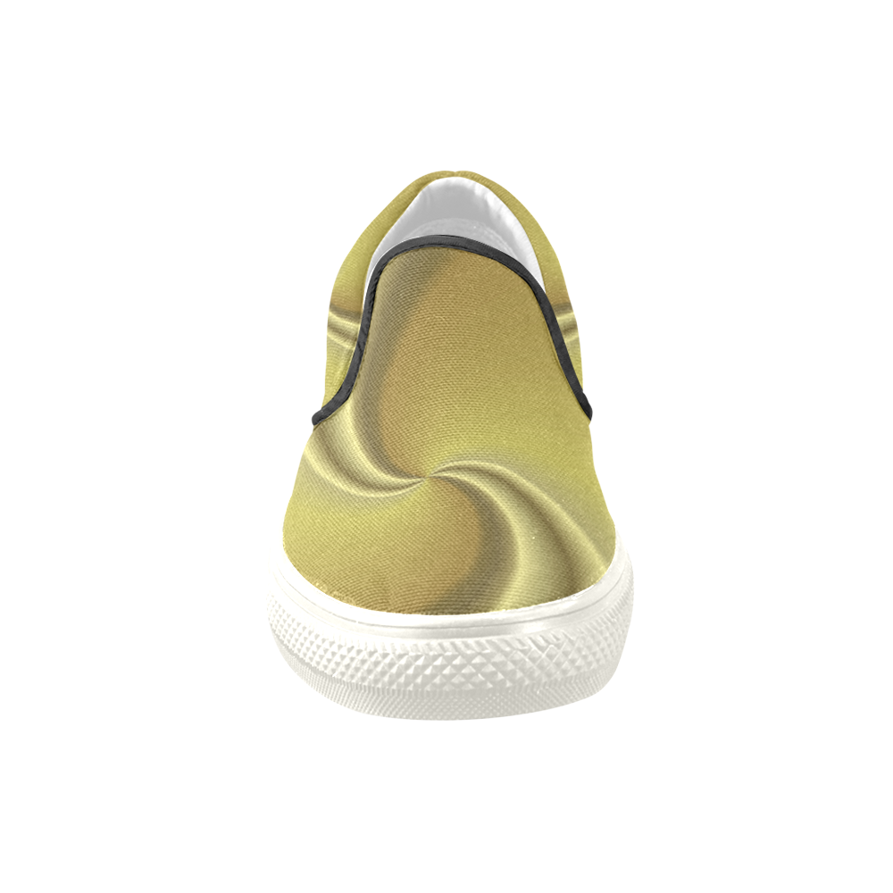 Gold Swirls Men's Unusual Slip-on Canvas Shoes (Model 019)