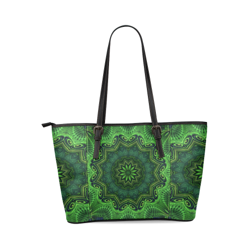 Harmony in Green Leather Tote Bag/Small (Model 1640) | ID: D414459
