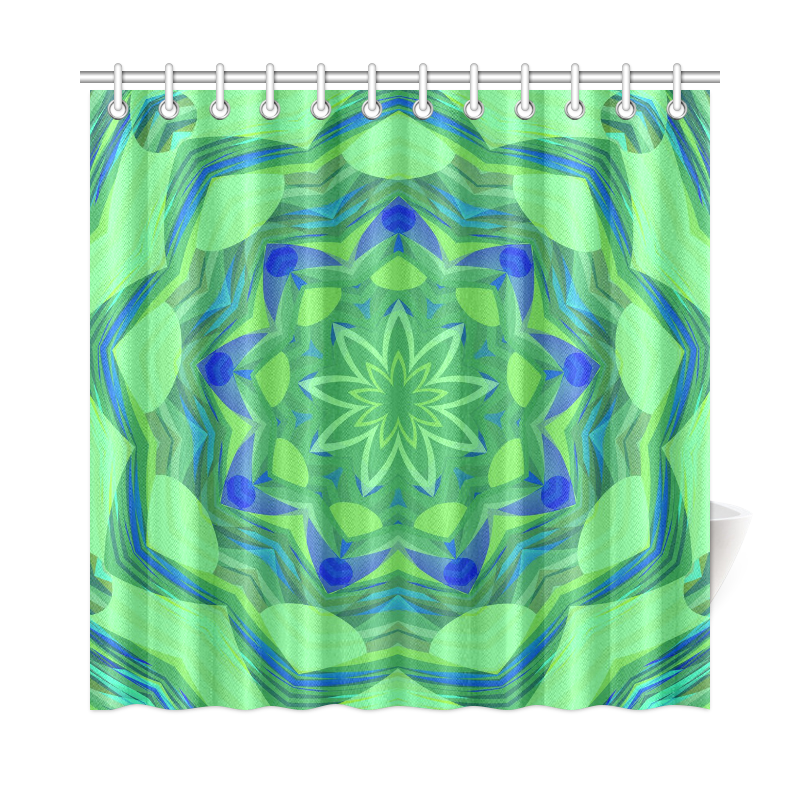 Green and Blue Angelfish Floral Shower Curtain 72"x72"