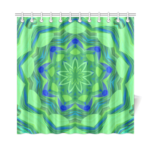 Green and Blue Angelfish Floral Shower Curtain 72"x72"
