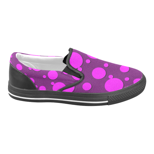 Polka Dots Women's Unusual Slip-on Canvas Shoes (Model 019)