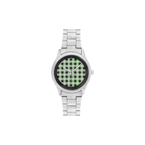 Green and Black Design Pattern Men's Stainless Steel Watch(Model 104)