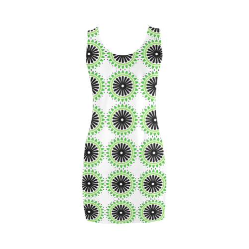 Green and Black Design Pattern Medea Vest Dress (Model D06)