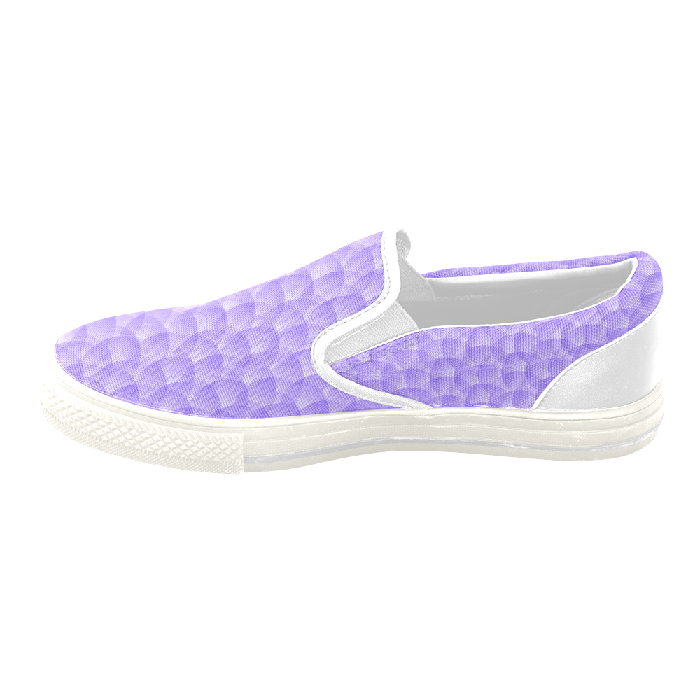 Lilac/White Pattern Women's Unusual Slip-on Canvas Shoes (Model 019)