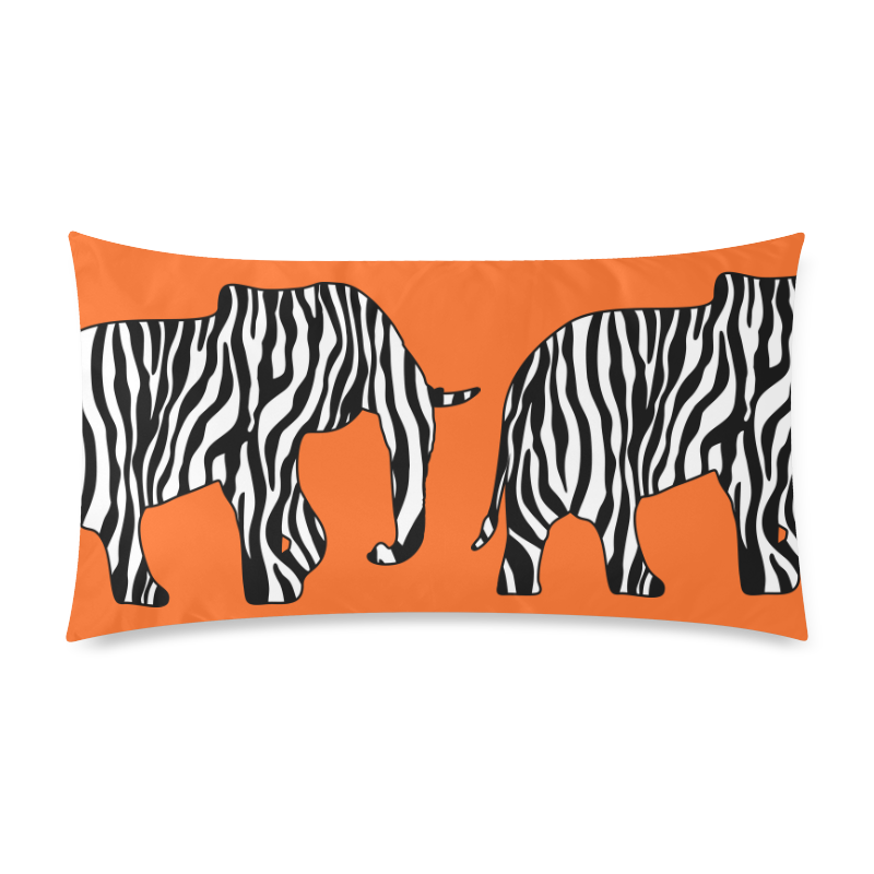 ZEBRAPHANT Elephant with Zebra Stripes black white Rectangle Pillow ...