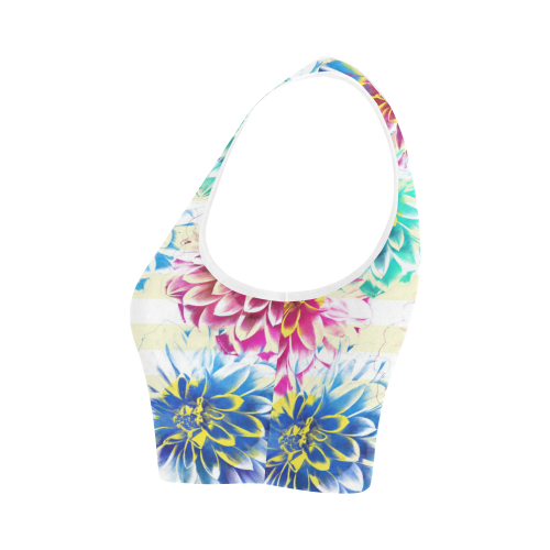 Colorful Dahlias Women's Crop Top (Model T42)