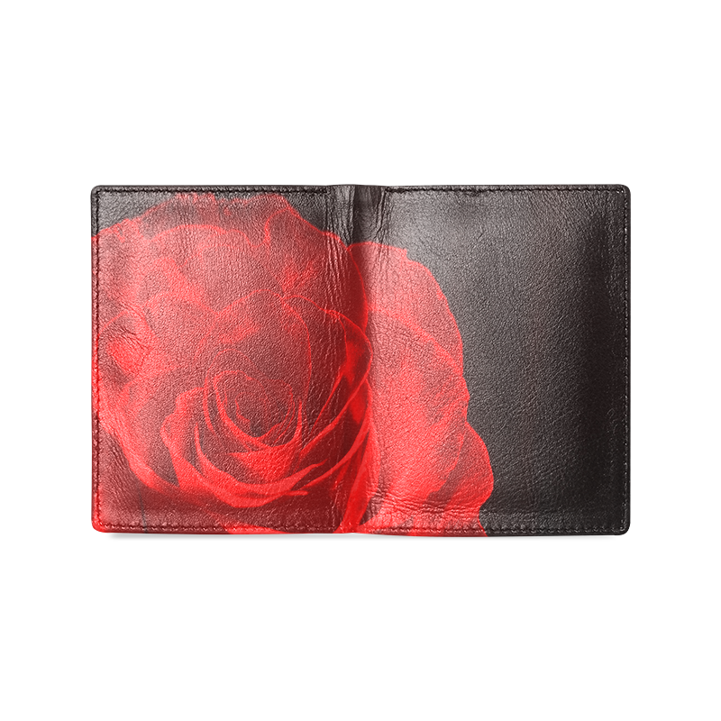 A Rose Red Men's Leather Wallet (Model 1612)