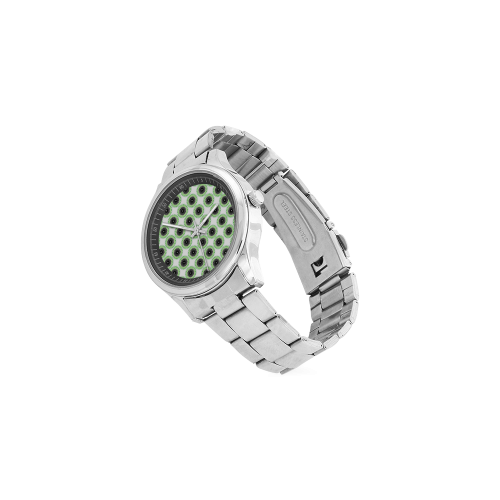 Green and Black Design Pattern Men's Stainless Steel Watch(Model 104)
