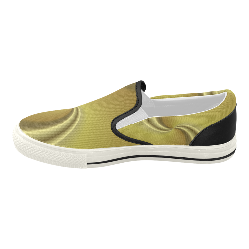 Gold Swirls Women's Slip-on Canvas Shoes (Model 019)