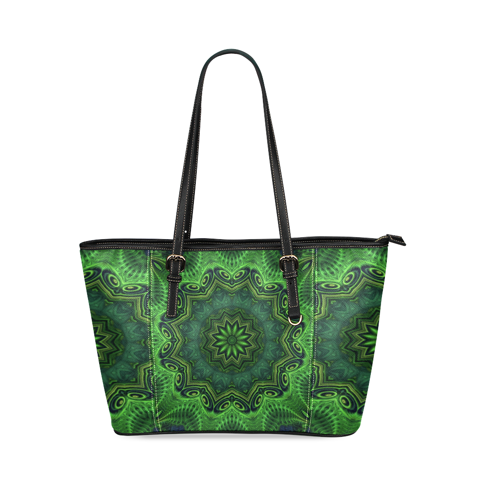 Harmony in Green Leather Tote Bag/Small (Model 1640) | ID: D414459