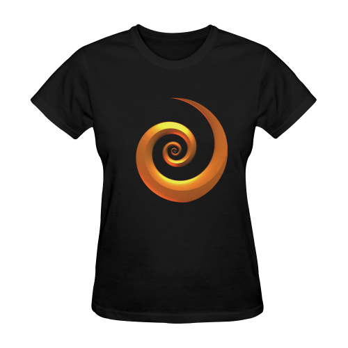 Gold/Black Spiral Sunny Women's T-shirt (Model T05)