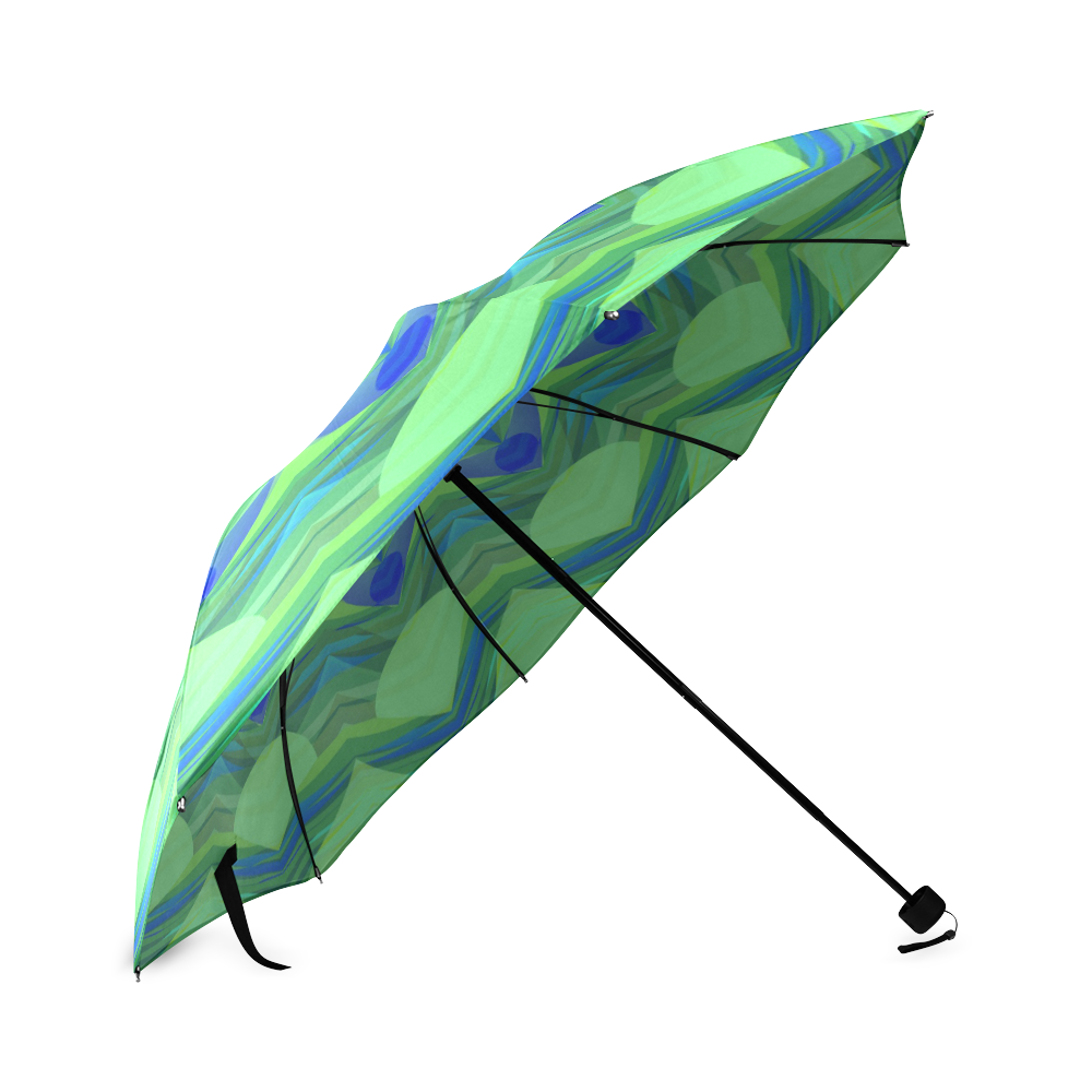Green and Blue Angelfish Flower Foldable Umbrella (Model U01)