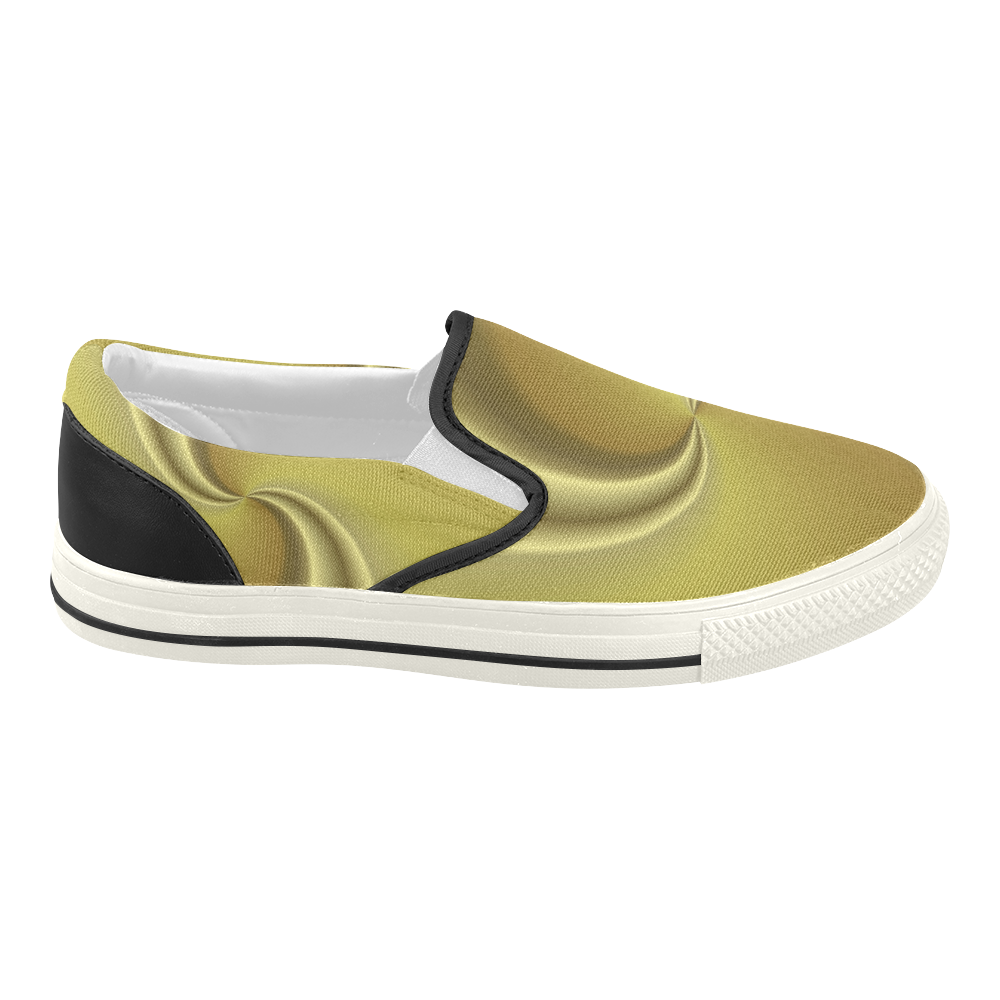 Gold Swirls Women's Slip-on Canvas Shoes (Model 019)