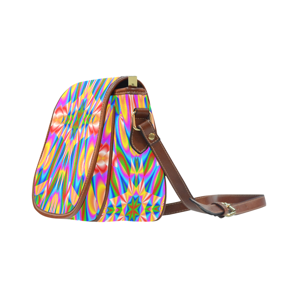 Rainbow Love Kaleidoscope Saddle Bag/Large (Model 1649)