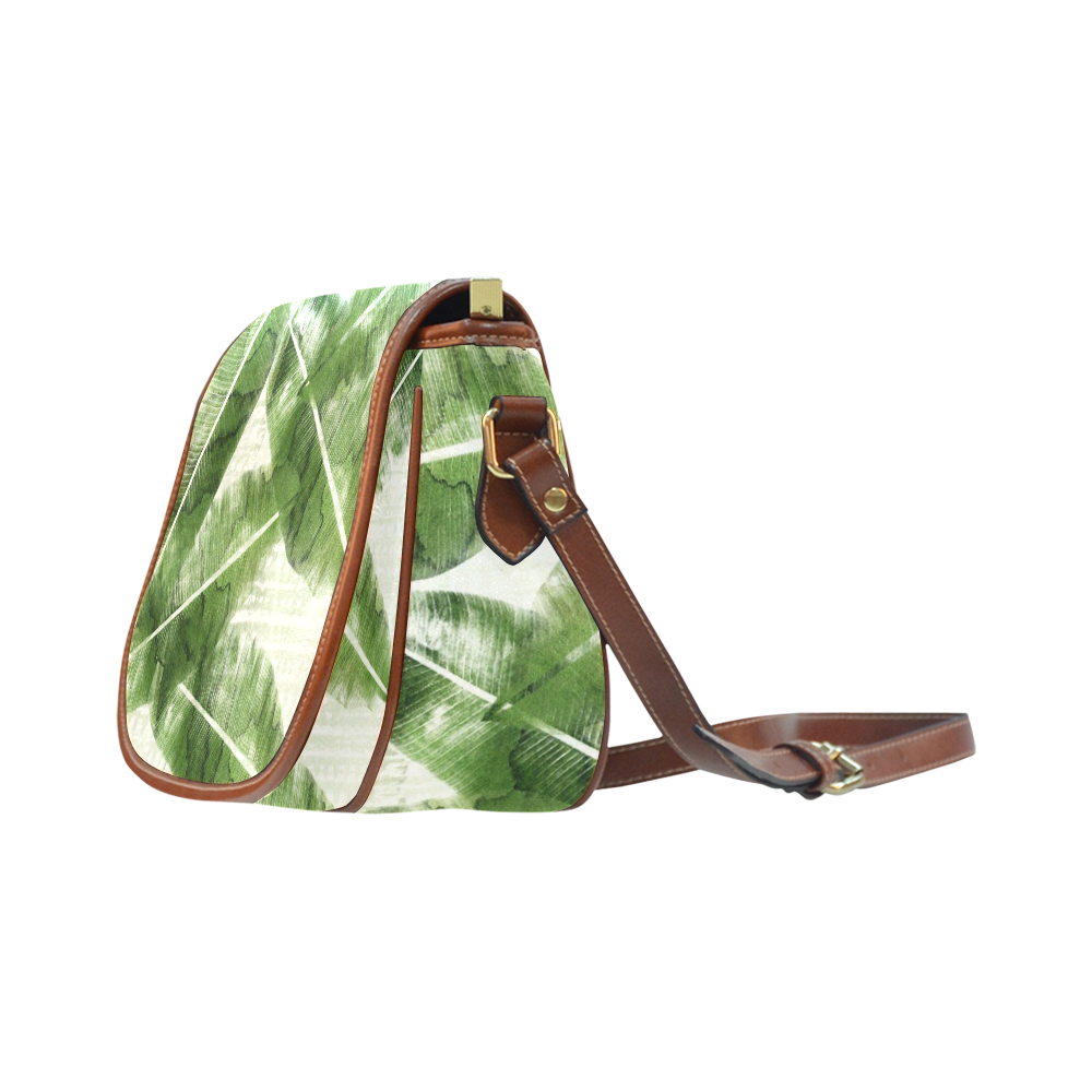 Tropical Bananas Leaves Saddle Bag/Small (Model 1649) Full Customization