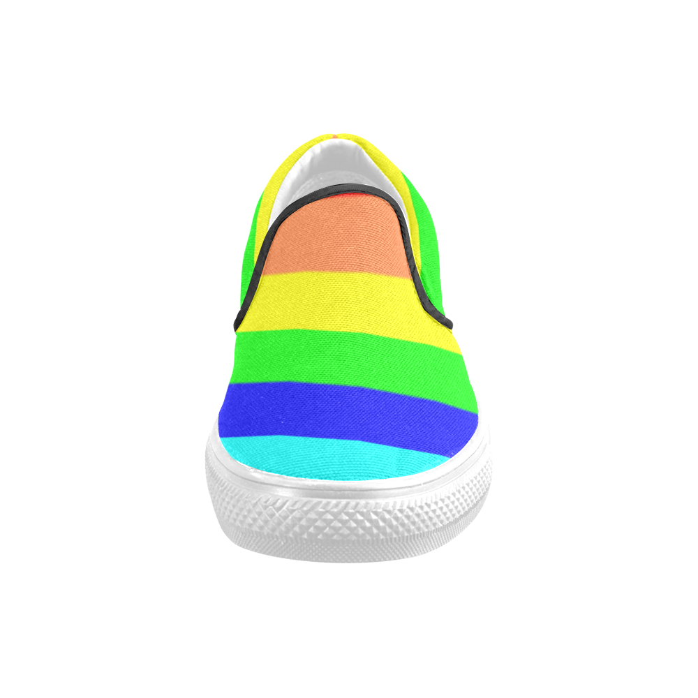 Rainbow Stripes Men's Slip-on Canvas Shoes (Model 019)