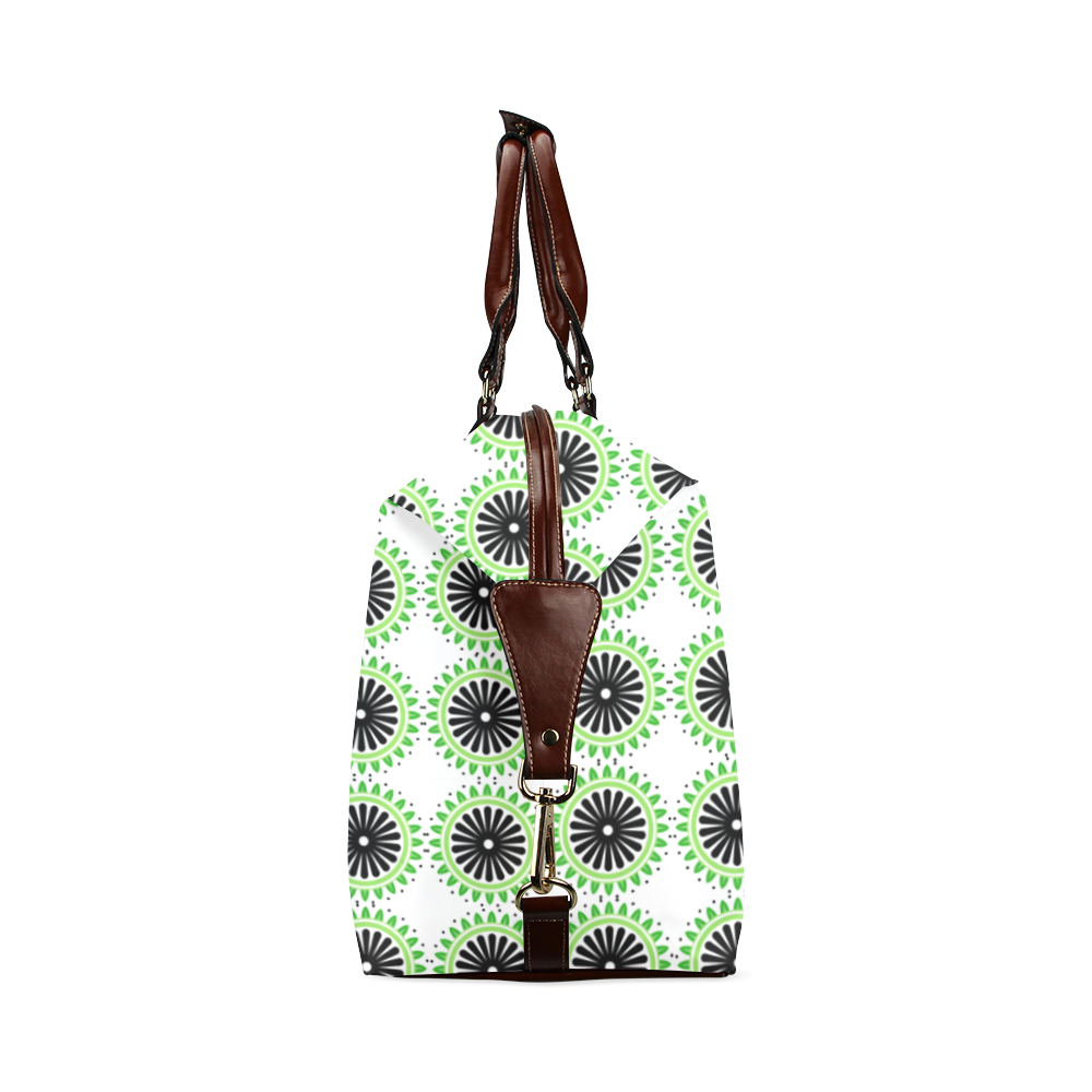 Green and Black Design Pattern Classic Travel Bag (Model 1643)