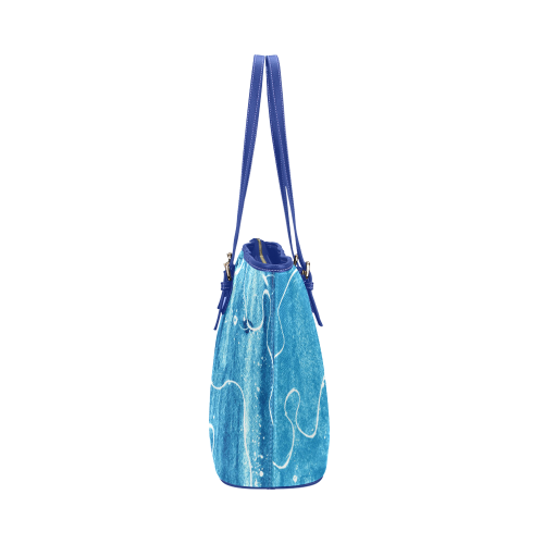 Liquid Blue Leather Tote Bag/Large (Model 1651)
