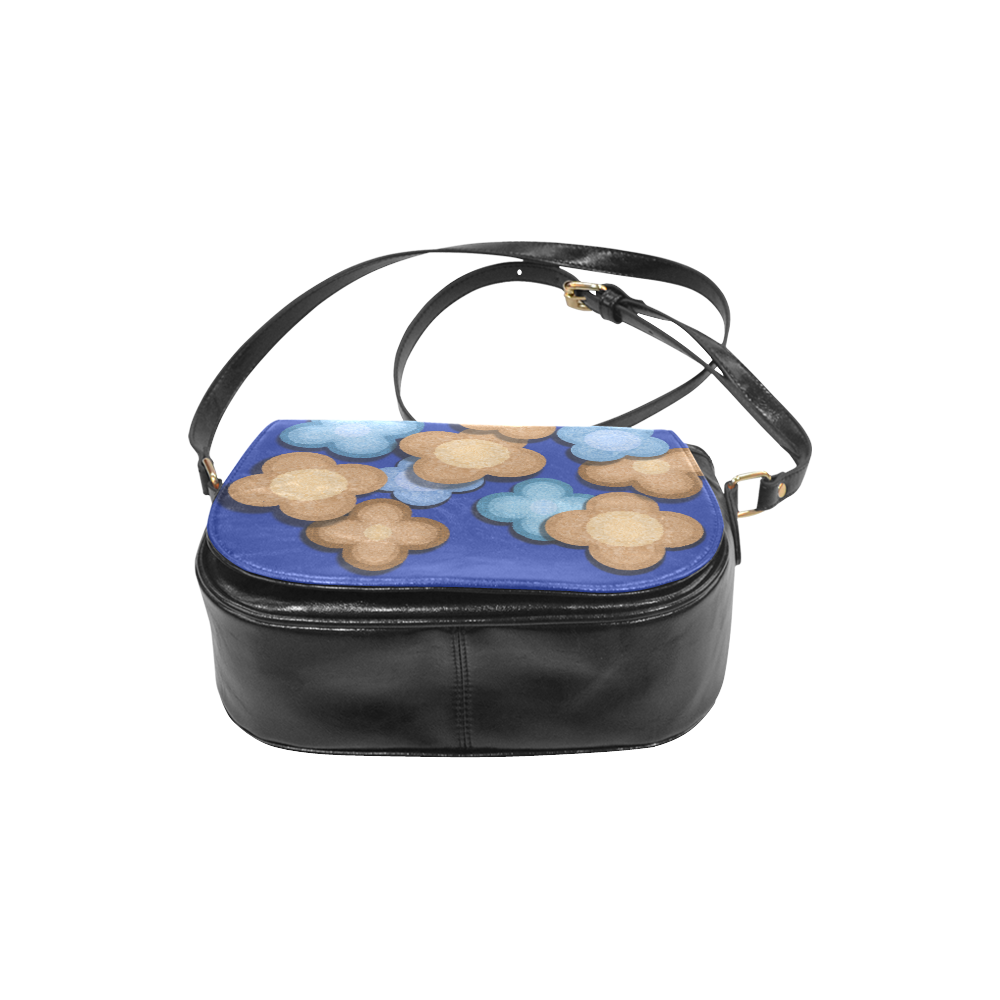 Brown and Blue Flowers Classic Saddle Bag/Small (Model 1648)