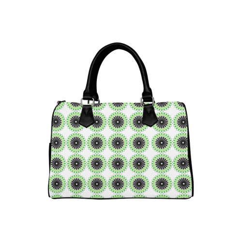 Green and Black Design Pattern Boston Handbag (Model 1621)