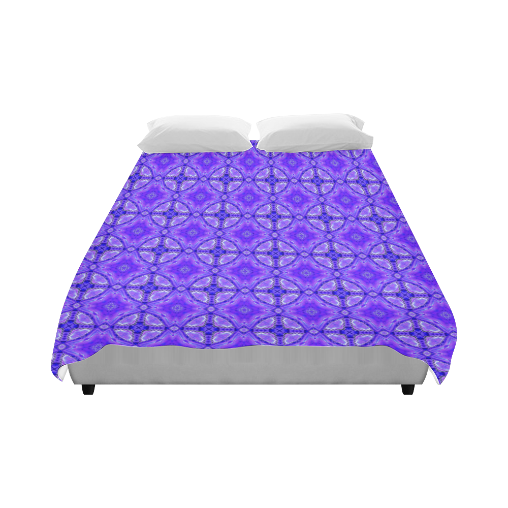 Purple Abstract Flowers, Lattice, Circle Quilt Duvet Cover 86"x70" ( All-over-print)