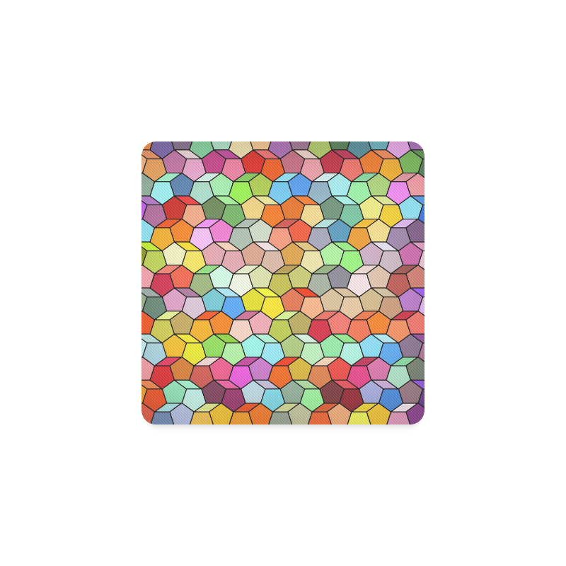 Colorful Polygon Pattern Square Coaster