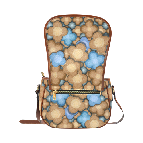 brown blue pattern Saddle Bag/Small (Model 1649) Full Customization