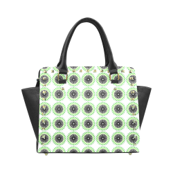Green and Black Design Pattern Rivet Shoulder Handbag (Model 1645)