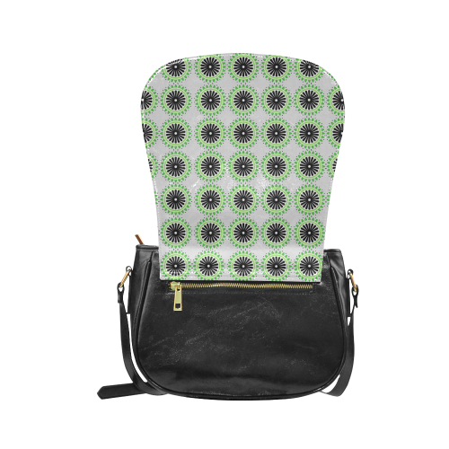 Green and Black Design Pattern Classic Saddle Bag/Large (Model 1648)