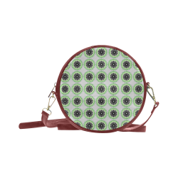 Green and Black Design Pattern Round Sling Bag (Model 1647)