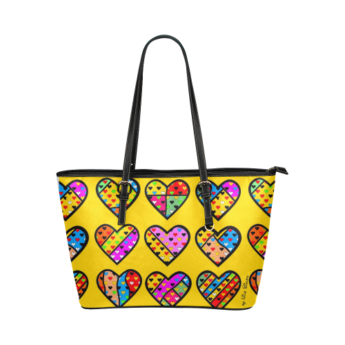 Many Popart Love by Nico Bielow Leather Tote Bag/Large (Model 1651)