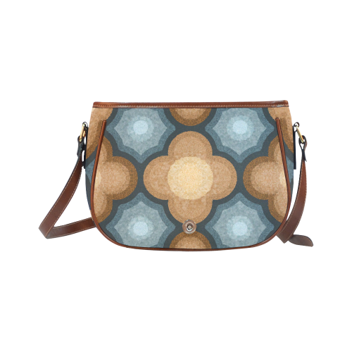 Brown and Blue Floral Pattern Saddle Bag/Large (Model 1649)