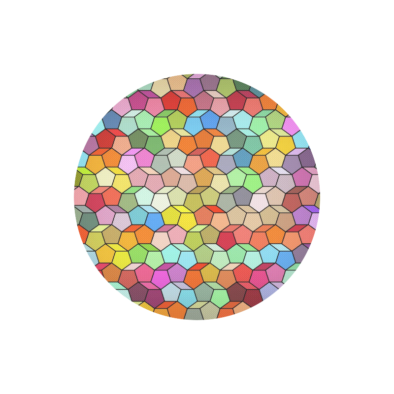 Colorful Polygon Pattern Round Mousepad