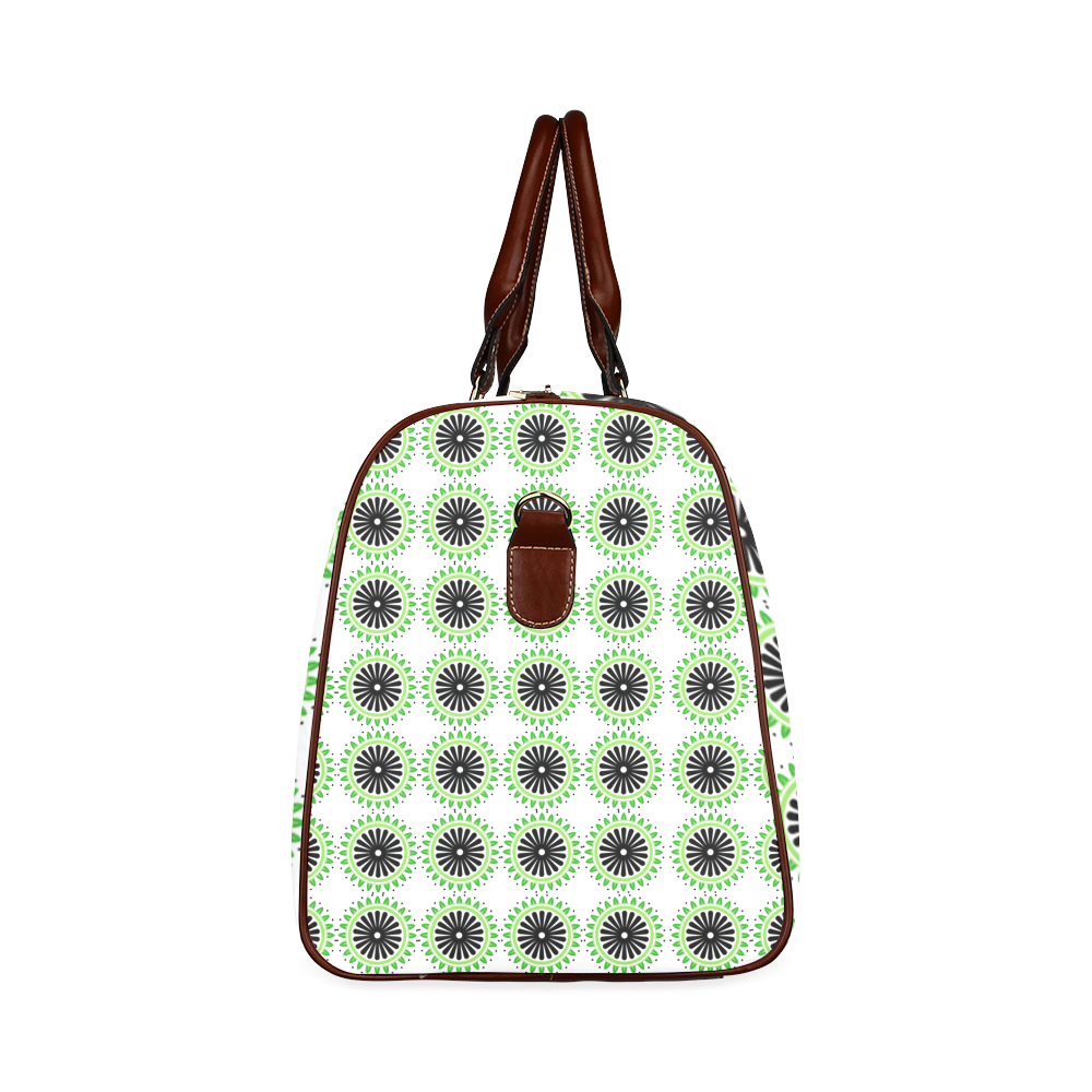 Green and Black Design Pattern Waterproof Travel Bag/Large (Model 1639)