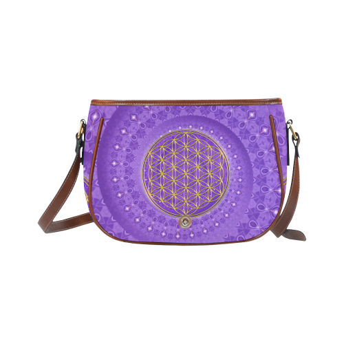 FLOWER OF LIFE gold POWER SPIRAL purple Saddle Bag/Small (Model 1649) Full Customization