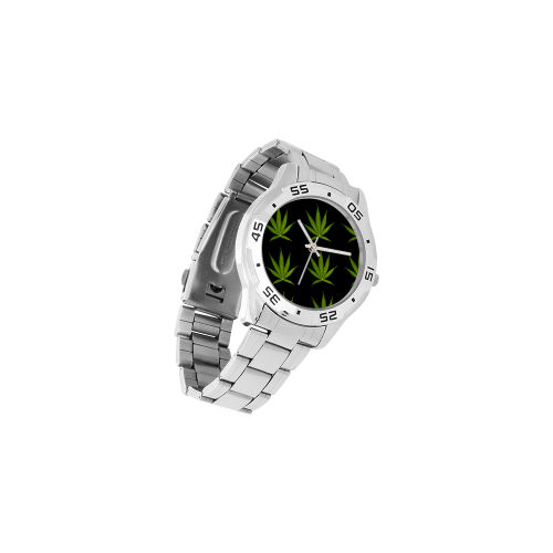 leaf pattern men's watch by Martina Webster Men's Stainless Steel Analog Watch(Model 108)