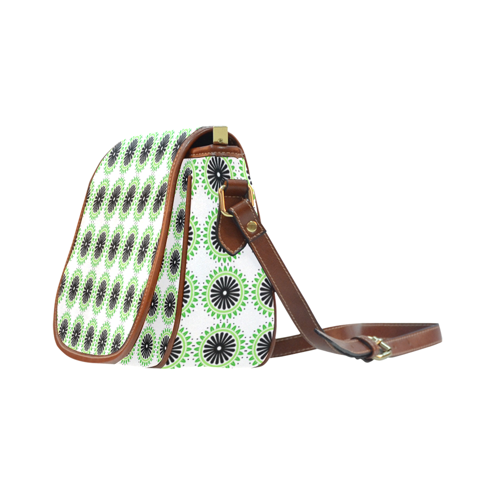Green and Black Design Pattern Saddle Bag/Small (Model 1649) Full Customization