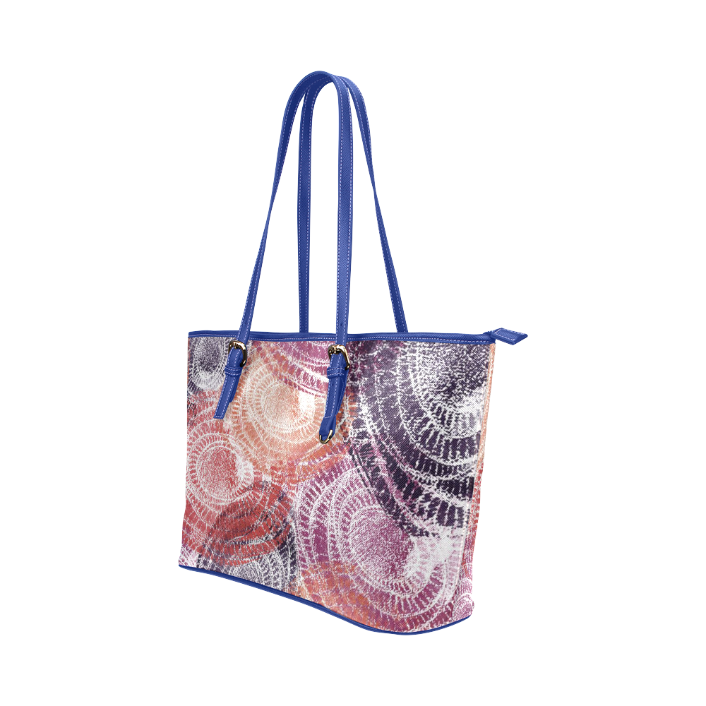 Abstract Circular Pattern Leather Tote Bag/Large (Model 1651)