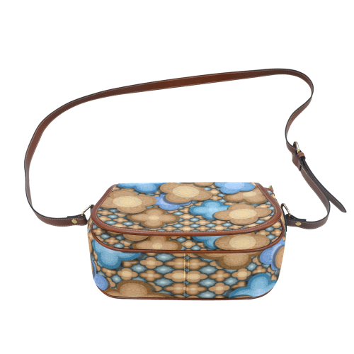 Brown and Blue Floral Saddle Bag/Small (Model 1649) Full Customization