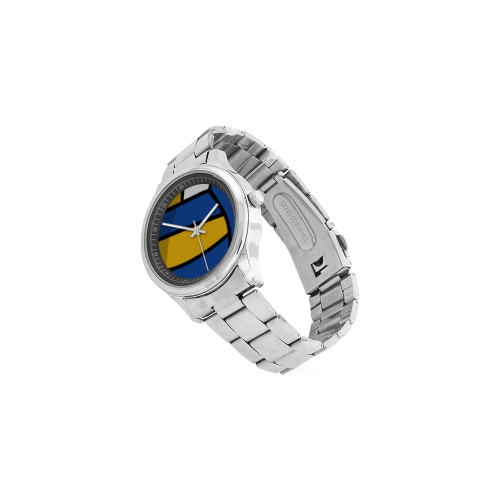 Blue and Yellow Design Men's Stainless Steel Watch(Model 104)